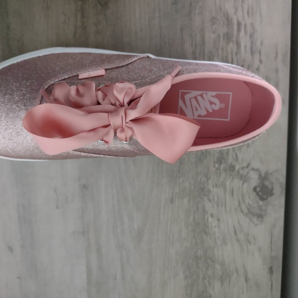 VANS blush pink sparkle lace up sneakers NWOT size 9 - Picture 3 of 6